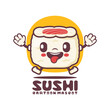 sushi cartoon mascot. japanese food vector illustration