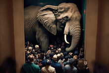 AI Generated Image Of A Group Of Curious People Addressing The Elephant In The Room
