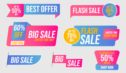 Modern colorful sale stickers and tags colorful collection