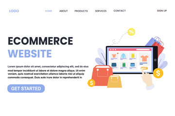 Wall Mural - Customer Choose and Buy Fashion Items on Online Ecommerce Marketplace for web landing page, digital marketing on website and mobile application vector illustration.