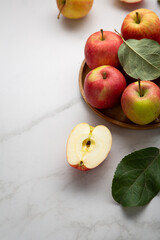 Wall Mural - close upof  red apples on plate fresh fruits