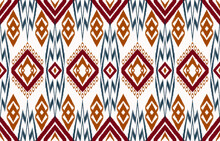 Royal Luxurious Ancient Ikat Patterns. Geometric Ethnic Tribal Vintage Retro Style. Fabric Textile Ikat Seamless Pattern. Indian African Asian Navajo Aztec Ikat Print Vector Abstract Background.