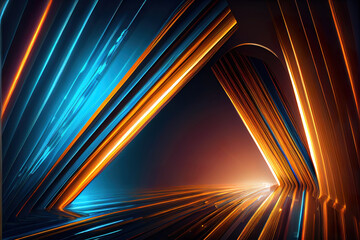 Wall Mural - abstract blue and gold and orange background, glowing light rays as multicolor wallpaper header