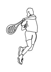 Wall Mural - One continuous line drawing, playing tennis