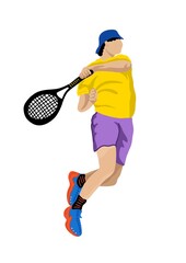 Wall Mural - illustration - people playing tennis