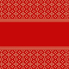 Gold Batik Design Background In Red, Which Is Identical To The Crishtmas Motif
