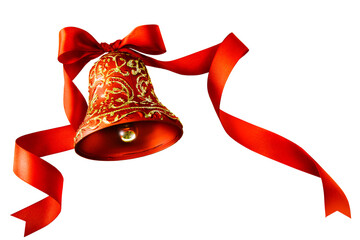 Wall Mural - christmas bells with red ribbon isolated on white background