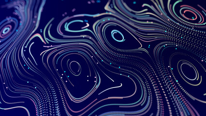 Wall Mural - abstract digital background from rounded colored lines. information flow space. big data visualizati