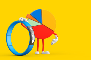 Aufkleber - Info Graphics Business Pie Chart Character Person with Blue Fitness Tracker. 3d Rendering