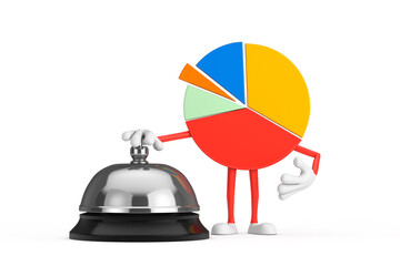 Poster - Info Graphics Business Pie Chart Character Person with Hotel Service Bell Call. 3d Rendering