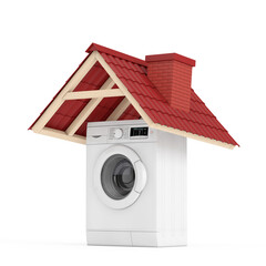 Aufkleber - White Modern Washing Machine Under Red Tile Roof. 3d Rendering