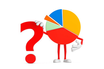 Aufkleber - Info Graphics Business Pie Chart Character Person with Red Question Mark Sign. 3d Rendering