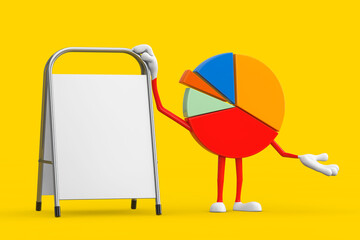 Aufkleber - Info Graphics Business Pie Chart Character Person with White Blank Advertising Promotion Stand. 3d Rendering