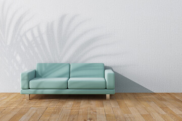 Poster - Blue Simple Modern Sofa Furniture in Abstract Empty Room. 3d Rendering