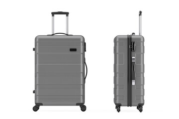Aufkleber - Travel Holiday Vacation Concept. Big Modern Luxury Plastic Gray Suitcase. 3d Rendering