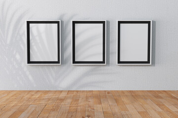 Poster - White Blank Placard Mockup Picture Photo Frames in Abstract Empty Room Art Gallery Museum. 3d Rendering