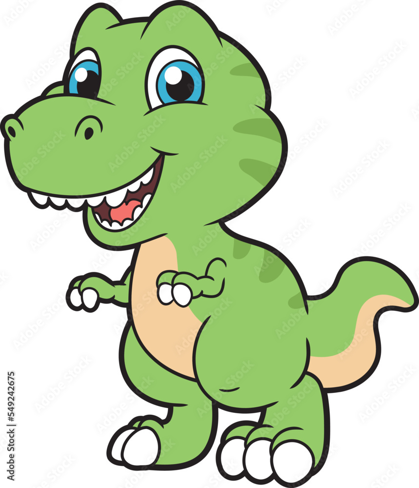 Cute baby t-rex character on white background 2