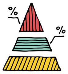 Poster - Pyramid chart doodle. Data distribution color icon