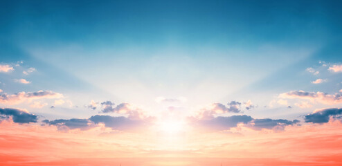 Wall Mural - sun light and morning sunshine sky autumn sunset perspective background