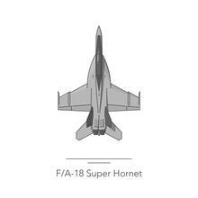 F/A-18 Super Hornet Outline Colorful Icon. Isolated Fighter Jet On White Background. Vector Illustration
