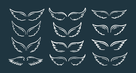 Angel wings vector hand drawn illustration	
