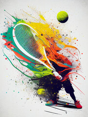 Wall Mural - Tennis. Colorful abstract tennis background. Sports poster illustration