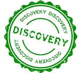 Sticker - Grunge green discovery word round rubber seal stamp on white background