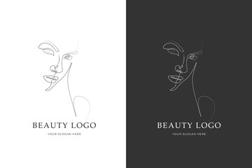 hand drawn line art women potrait logo design