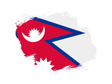 Stroke Brush Textured Flag Of Nepal On White Background