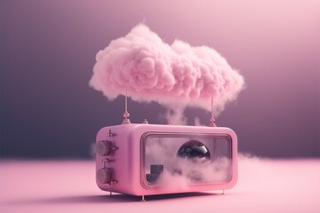 pink cloud smog fog vapour. generative ai