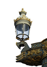 Famous And Iconic Luxury Parisian Street Lamp In Concorde Square In PNG And Transparent Form.