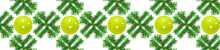 Pickleball Pattern. Pattern Of Green Yew Branches With Red Berries And Green Pickleballs On A White Background.