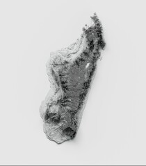 Sticker - 3D rendering of Madagascar map flag shaded relief on white background