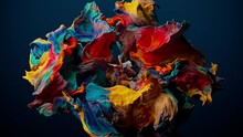 Colourful Abstract Particle Flower Opens, 3d Animation