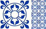 Fototapeta Kuchnia - Seamless Azulejo tile. Portuguese and Spain decor. Bright ceramic tile from mandalas. Seamless Floral pattern. Vector hand drawn illustration, typical portuguese and spanish tile
