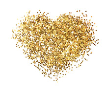 PNG Gold Confetti Heart Shape Element On Transparent Background.