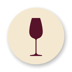 Wall Mural - Glass of wine flat icon. Stylized red wine glass on beige background. Best for mobile apps, social media, highlights and web design.