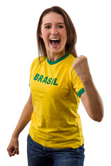 Wall Mural - Female brazilian fan celebrating