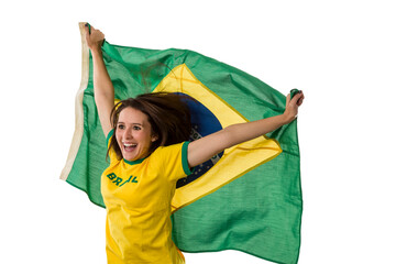 Wall Mural - Female brazilian fan celebrating