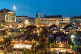 Fototapeta Do akwarium - Dresden Germany Christmas market on the day of its inauguration on November 23, 2022,  Striezelmarkt is the world famous Christmas market held at Altmarkt Square in Dresden. 