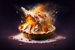© Brian - Computer-generated image of exploding pie. Photorealism and 3D shading to create a busy action-shot with your favorite foods going boom