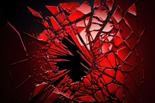 Computer Generated Image Of Abstract Red Shattered Glass Pattern. Chaotic, Messy, And Intricate Red Pattern For Wallpaper Background
