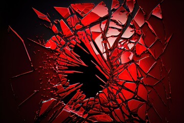computer generated image of abstract red shattered glass pattern. chaotic, messy, and intricate red 