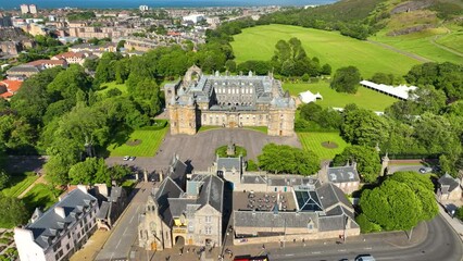 Wall Mural - Holyrood Palace was built in 1671, is located at the bottom of Royal Mile in Old Town Edinburgh, Scotland, UK. Old town Edinburgh is a UNESCO World Heritage Site since 1995. 