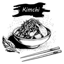 Hand Drawn Kimchi. Asian Food