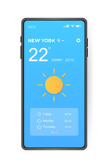 Wall Mural - mobile weather app interface design. gui elements for weather forecast mobile app. realistic phone. 