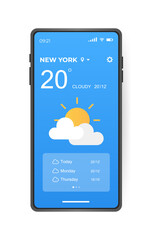 Wall Mural - mobile weather app interface design. gui elements for weather forecast mobile app. realistic phone. 