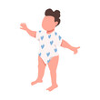 Male baby wearing cute bodysuit with hearts semi flat color raster character. Standing figure. Full body person on white. Simple cartoon style illustration for web graphic design and animation