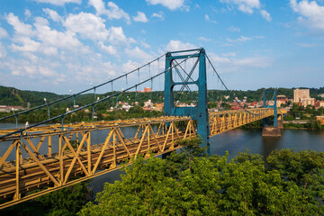 Canvas Print - Market Street Bridge - Wire Cable Suspension + Warren Through Truss - Ohio River - Steubenville, Ohio & West Virginia
