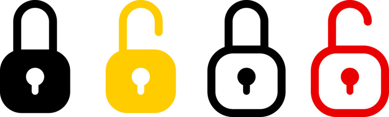 Lock open and lock closed icons padlock symbol set background vector illustration